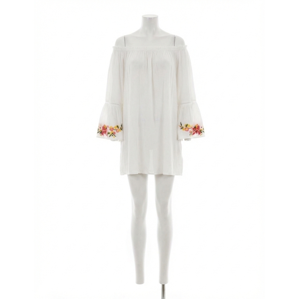 NEW JOHNNY WAS casey bell sleeve tunic coverup in white